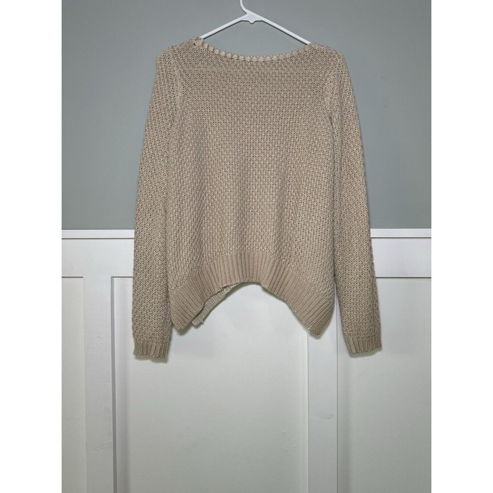 Anthropologie Moth Sweater Womens‎ Size Small Cable Knit Fisherman Beige Tan